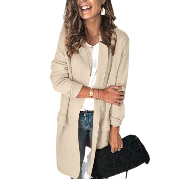 Damen eleganter Trenchcoat mit praktischen Taschen und lockerem Schnitt Drune