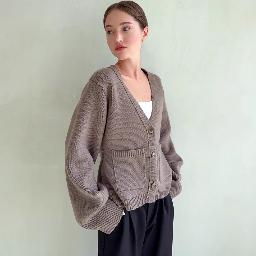 Damen Strickjacke mit weiten Ärmeln und praktischen Taschen Drune