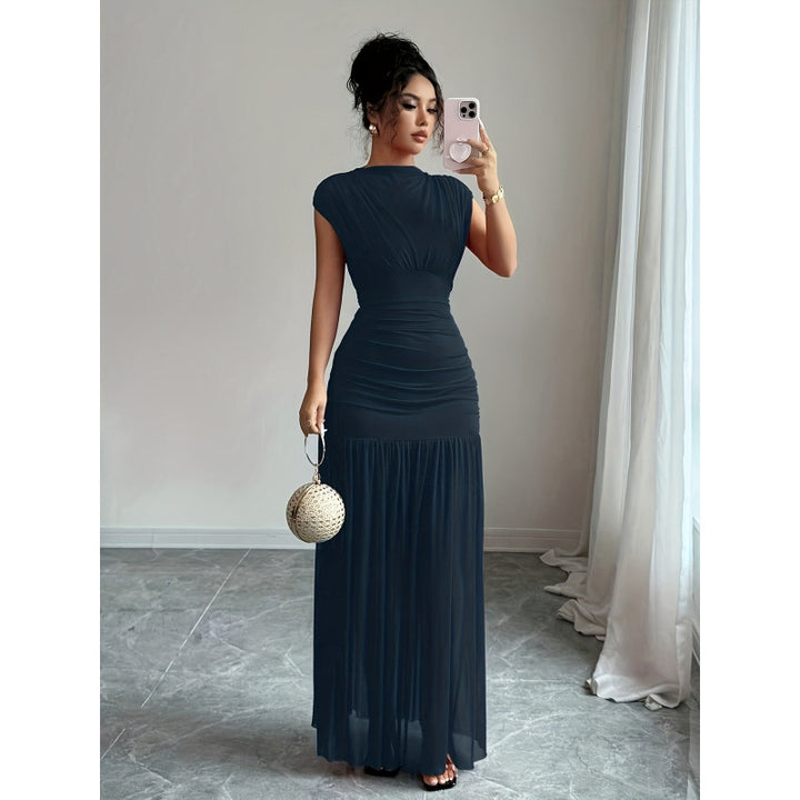 Damen Elegantes Maxikleid mit raffiniertem Drapée und transparentem Rock Drune