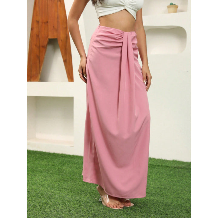 Damen Maxirock mit Raffungen und eleganter Schleife Drune
