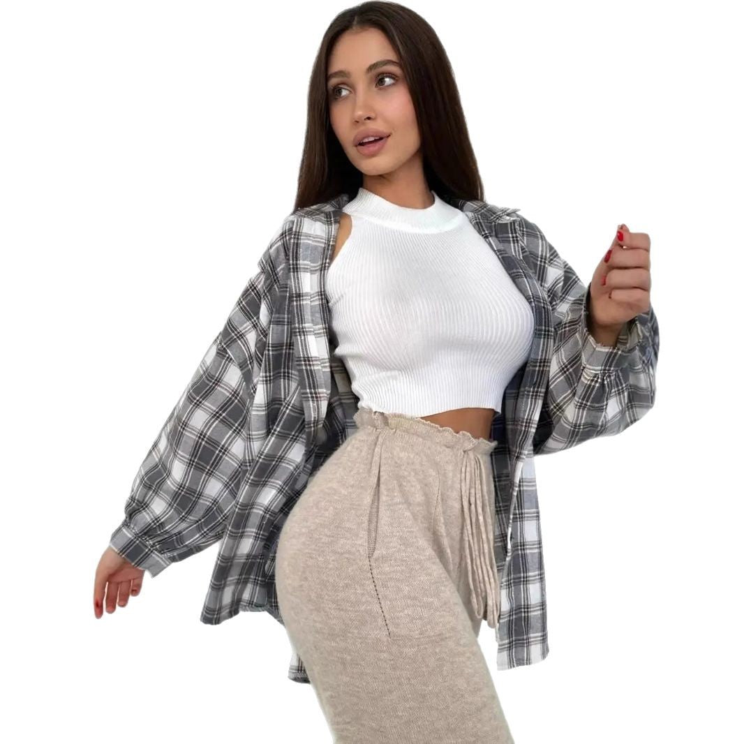 Damen übergroße Karo Hemdbluse Drune