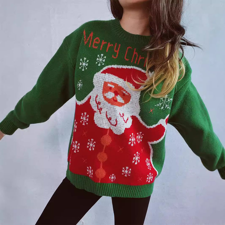 Damen Weihnachtspullover mit festlichem Santa-Motiv und bequemer Passform Drune