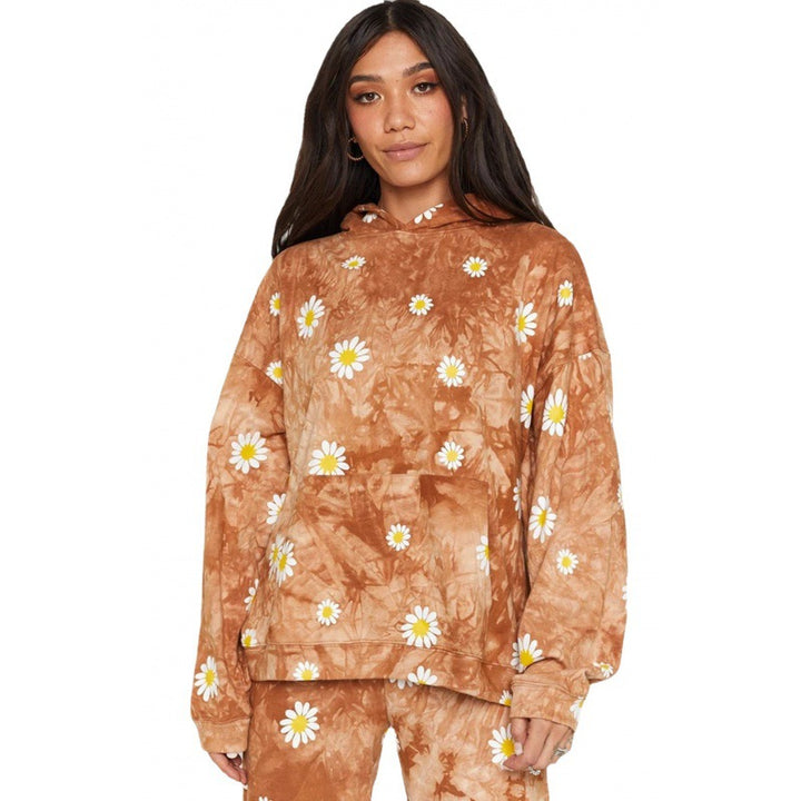 Damen Oversized Kapuzenpullover mit floralem Muster Drune