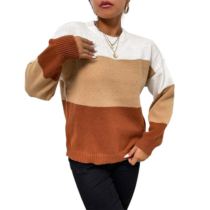 Damen modischer Pullover mit Farbblockdesign Drune