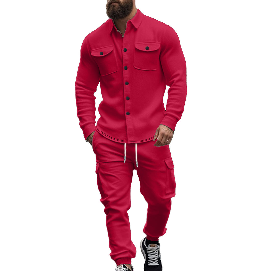 Herren nan athletisches Hemdjacke-Overshirt mit aufgesetzten Brustklappen und durchgehender Knopfleiste Drune