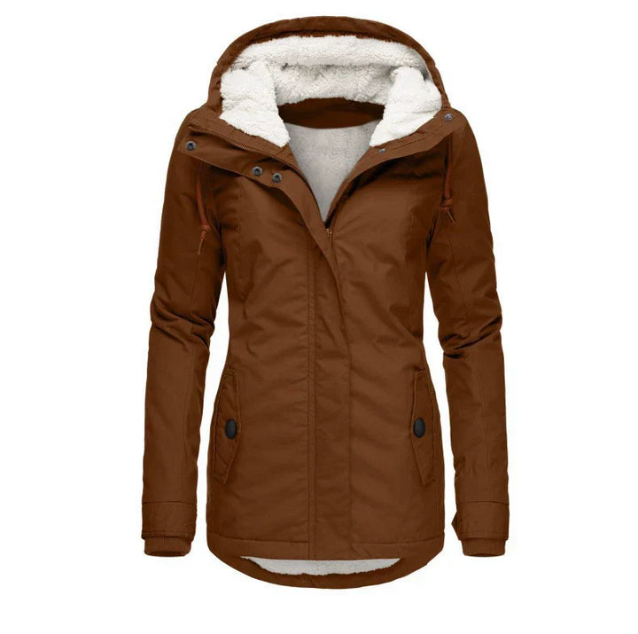 Drune | Damen Kapuzenparka – Semi-Fitted – Plüschfutter – Mittellange – Wetterbeständig
