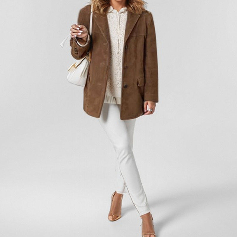 Damen Lederblazer mit strukturiertem Design Drune