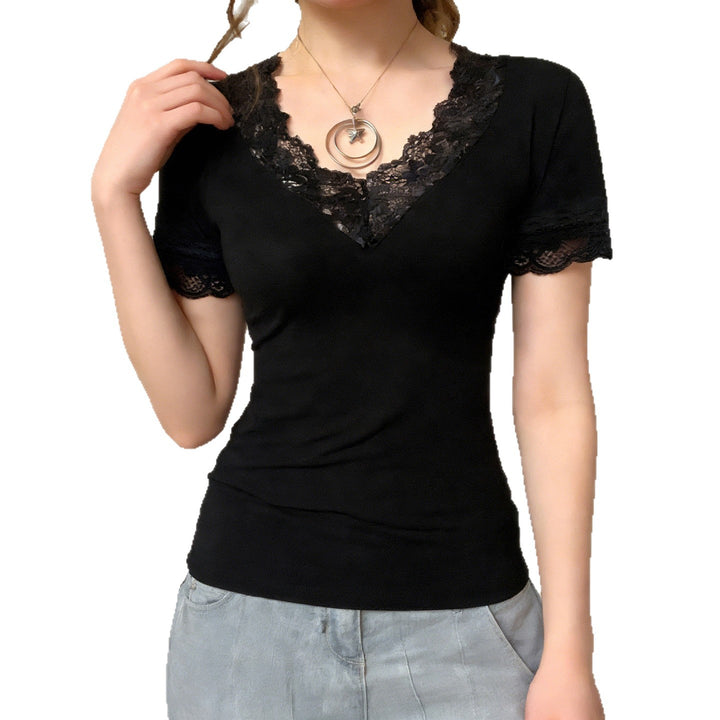 Damen T-Shirt mit elegantem Spitzenbesatz Drune