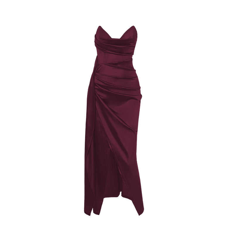 Damen figurbetontes Abendkleid mit asymmetrischem Saum und elegantem Schnitt Drune