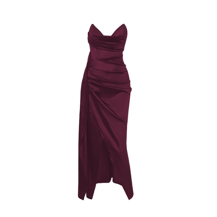 Damen figurbetontes Abendkleid mit asymmetrischem Saum und elegantem Schnitt Drune