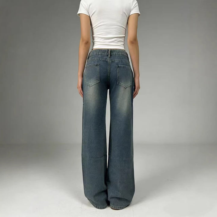 Damen weite High-Waist Jeans mit lässigem Schnitt und individuellen Waschungen Drune