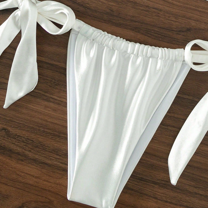 Damen Stilvoller Triangel-Bikini mit Schleifen-Details Drune