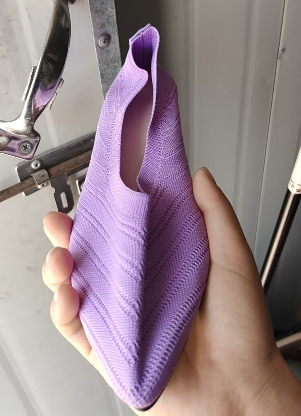 Damen elegante spitze Ballerinas mit modischem Strickdesign Drune