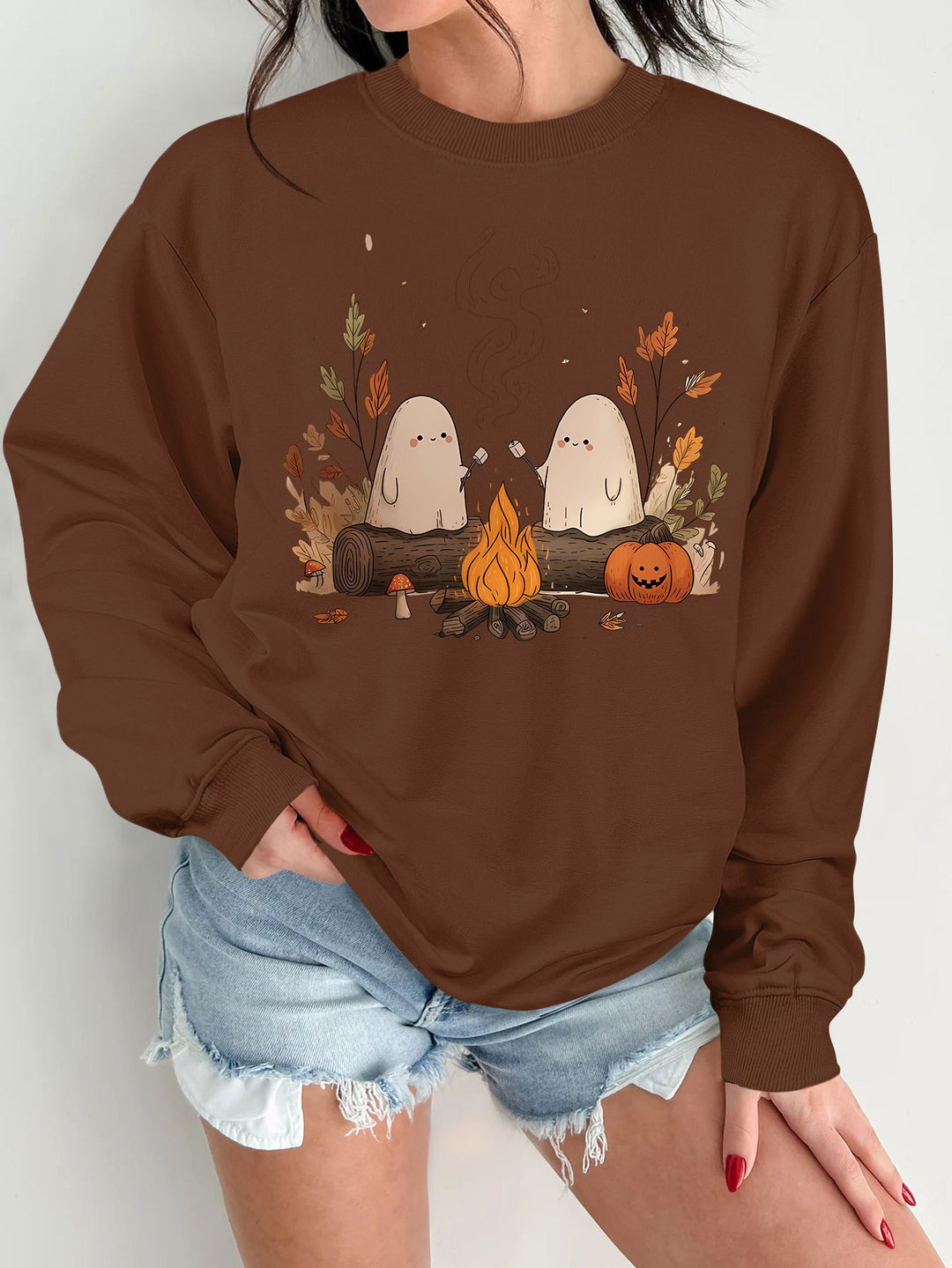 Damen Sweatshirt mit verspieltem Gruselmotiv und bequemer Passform Drune