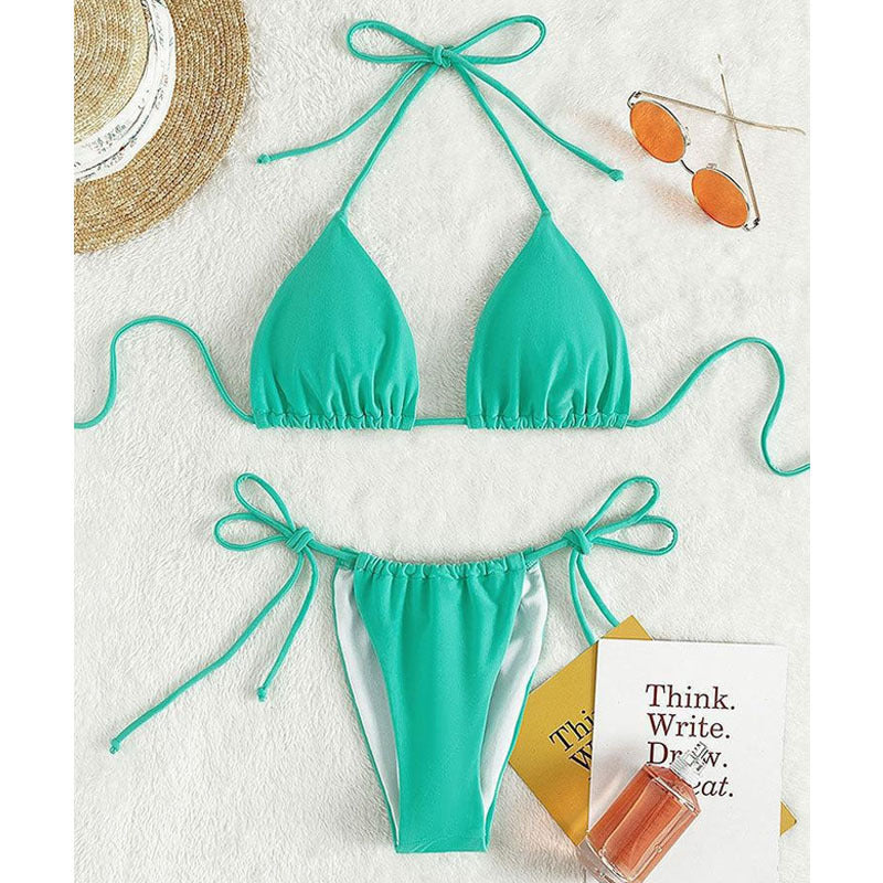 Damen Triangel-Bikini mit verstellbaren Bindebändern und nahtlosem Design Drune