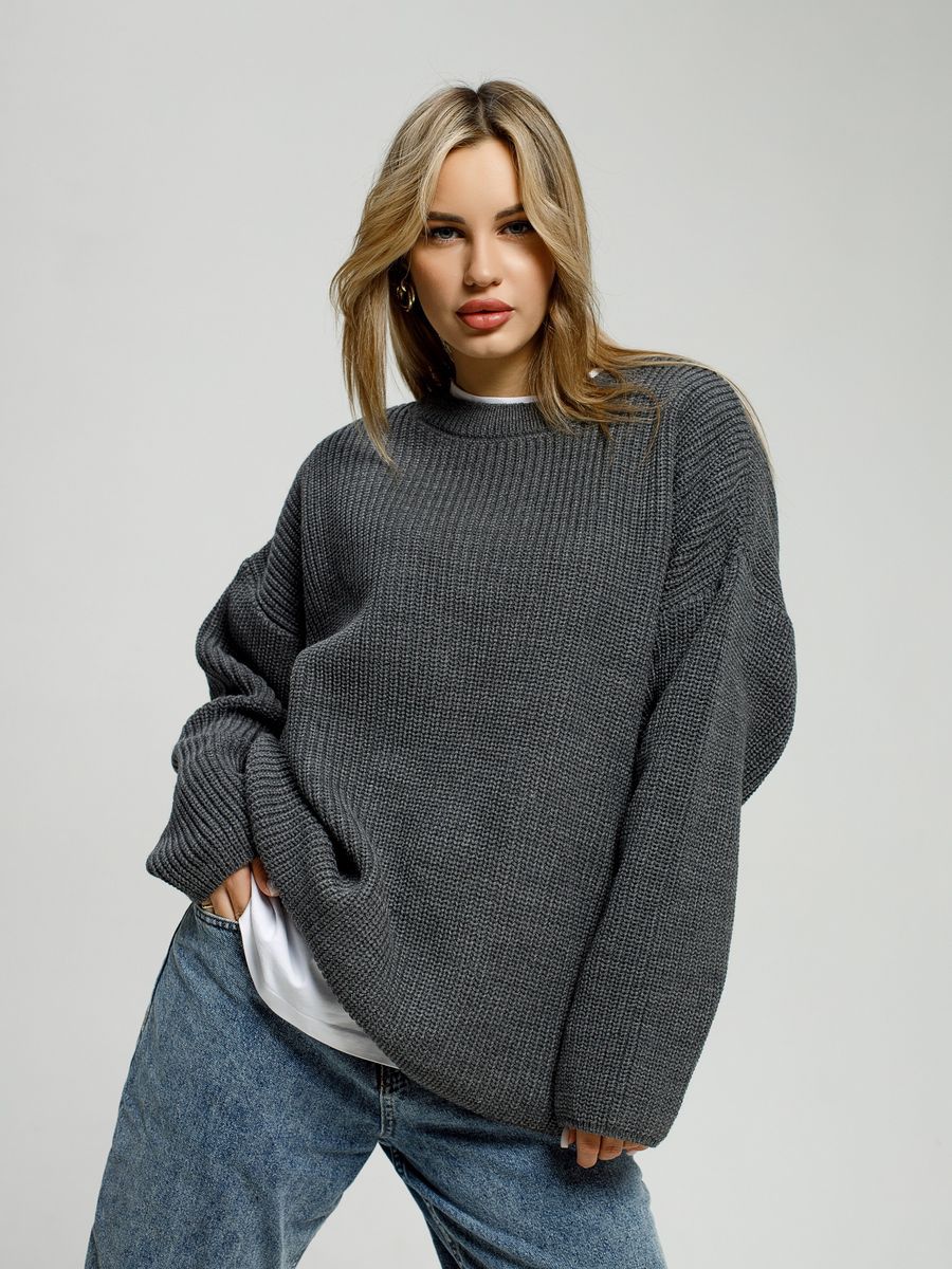 Damen Großer, lässiger Strickpullover mit strukturiertem Muster Drune