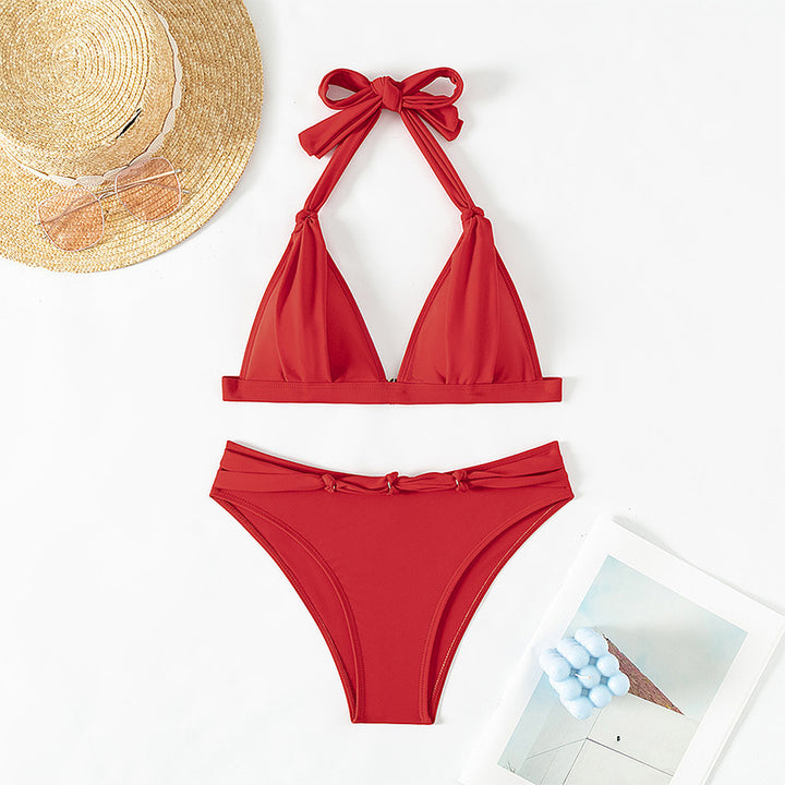 Damen Triangel-Bikini mit modischem Wickeldesign Drune
