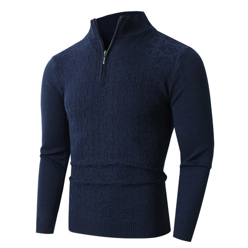 Herren Strickpullover mit modernem Zopfmuster und Halbreißverschluss Drune