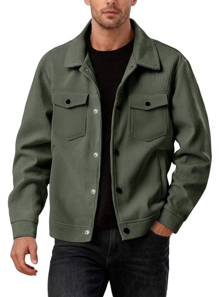 Herren nan Cordjacke im klassischen Arbeiterjacken-Schnitt mit Druckknöpfen und Brusttaschen Drune