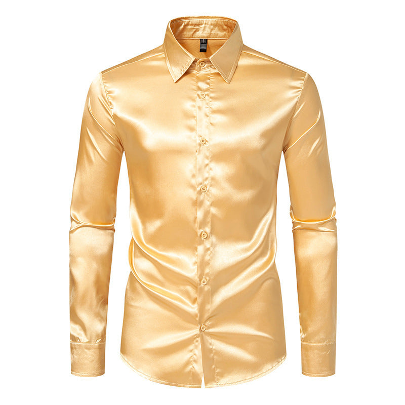 Herren Elegantes und glänzendes Langarmhemd mit innovativer Textur Drune