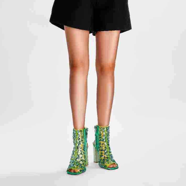 Damen Statement Transparente Stiletto Stiefeletten Drune