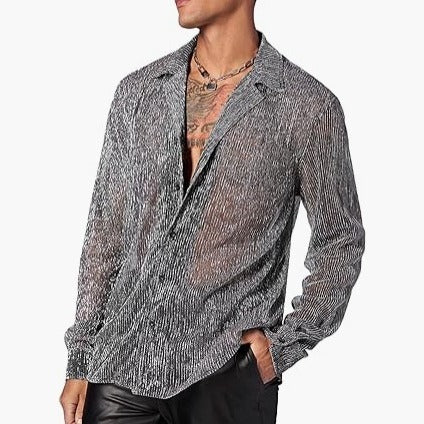 Damen nan schimmernde Crinkle-Hemdbluse mit Viskose-Optik Hemdkragen und Manschetten Drune