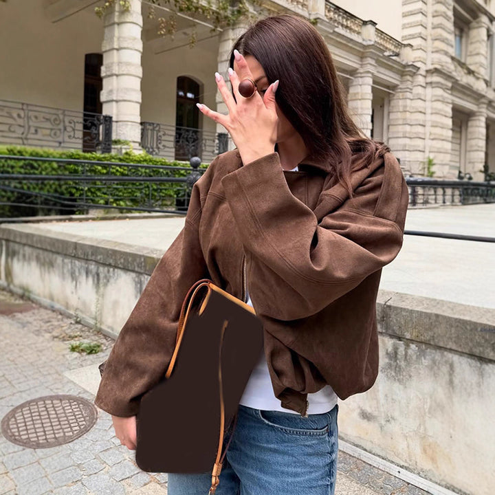Damen Oversized Wildlederjacke Drune