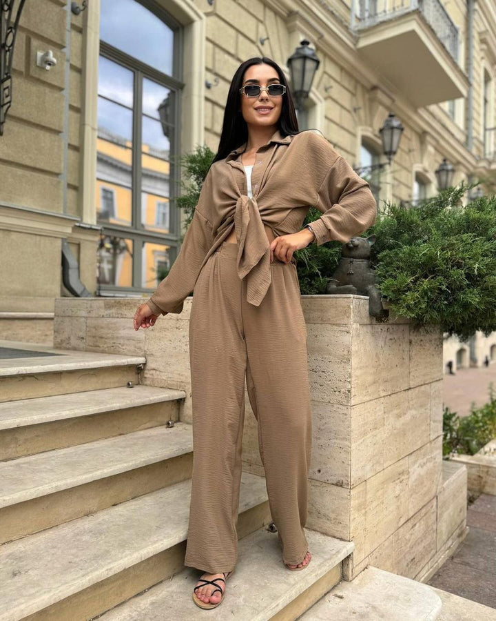 Damen lässiges Zweiteiliges Set aus atmungsaktivem Material Drune