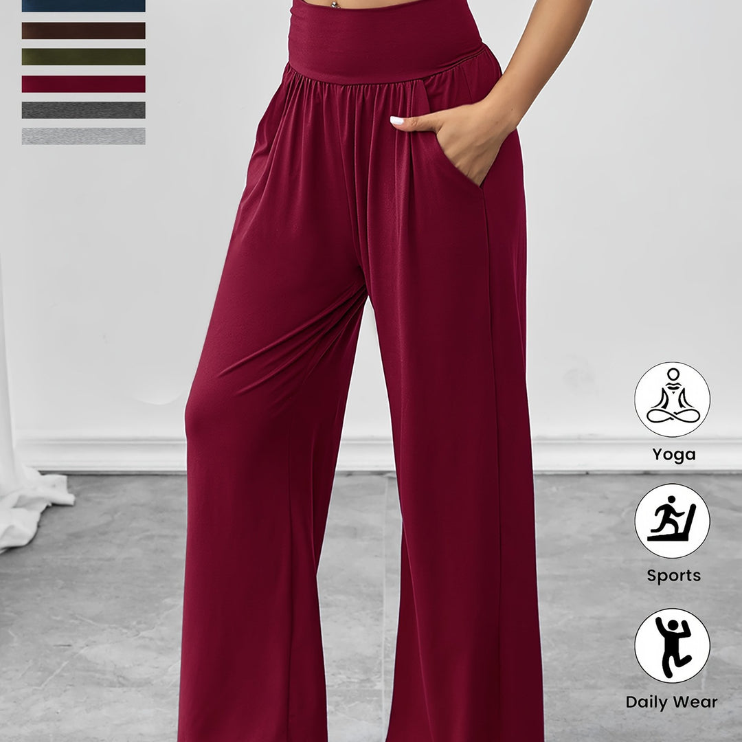Damen gemütliche Freizeithose mit elastischem Bund und Seitentaschen Drune
