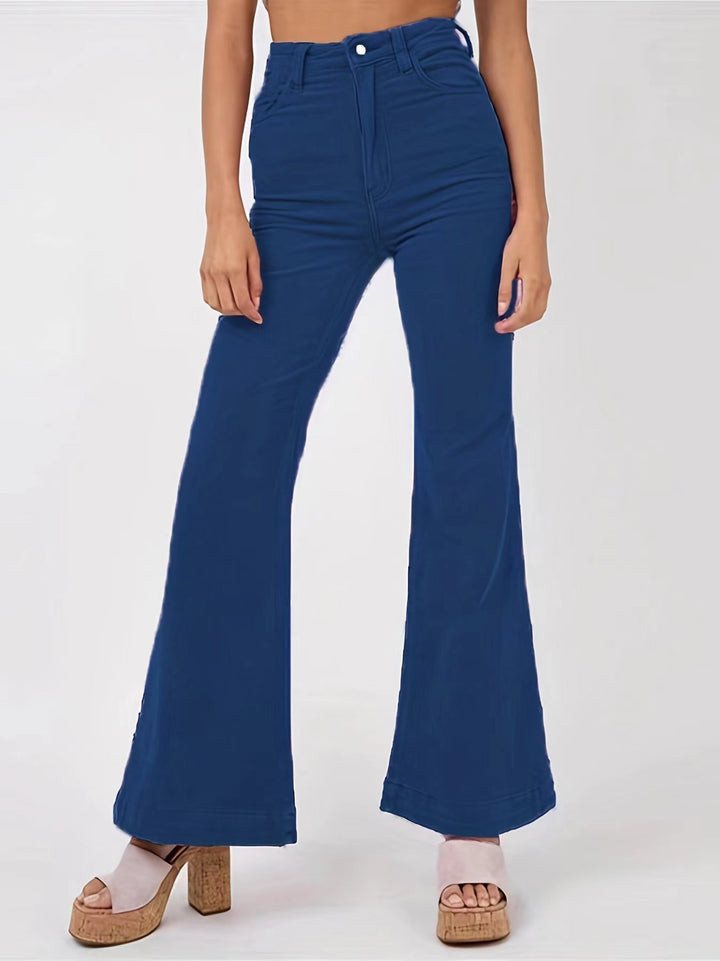 Damen weite High-Waist Flared Jeans Drune