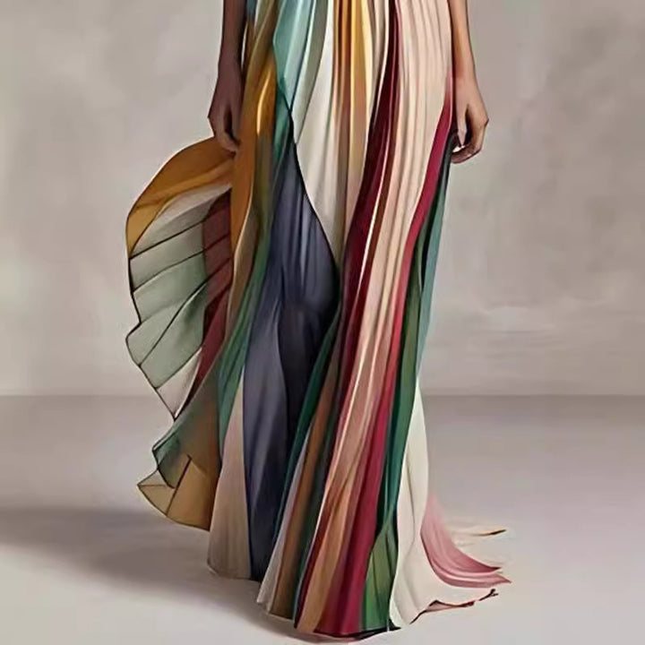 Damen Maxikleid mit schwingenden Falten und elegantem Bandeau-Ausschnitt Drune