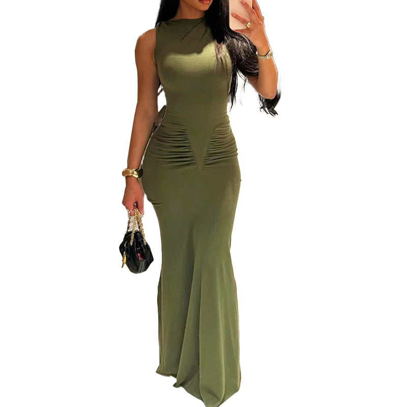 Damen Maxikleid mit körperbetontem Schnitt und eleganter Drapierung Drune
