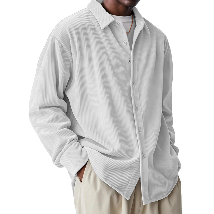 Herren nan oversized Kordhemd mit feiner Rippenstruktur und Relaxed-Fit Drune