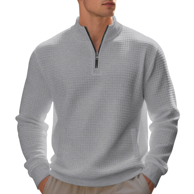 Herren sportlicher Pullover mit Reißverschluss und strukturierter Oberfläche Drune