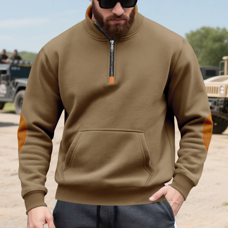 Herren sportlicher Pullover mit halbem Reißverschluss und praktischem Kängurutasche Drune