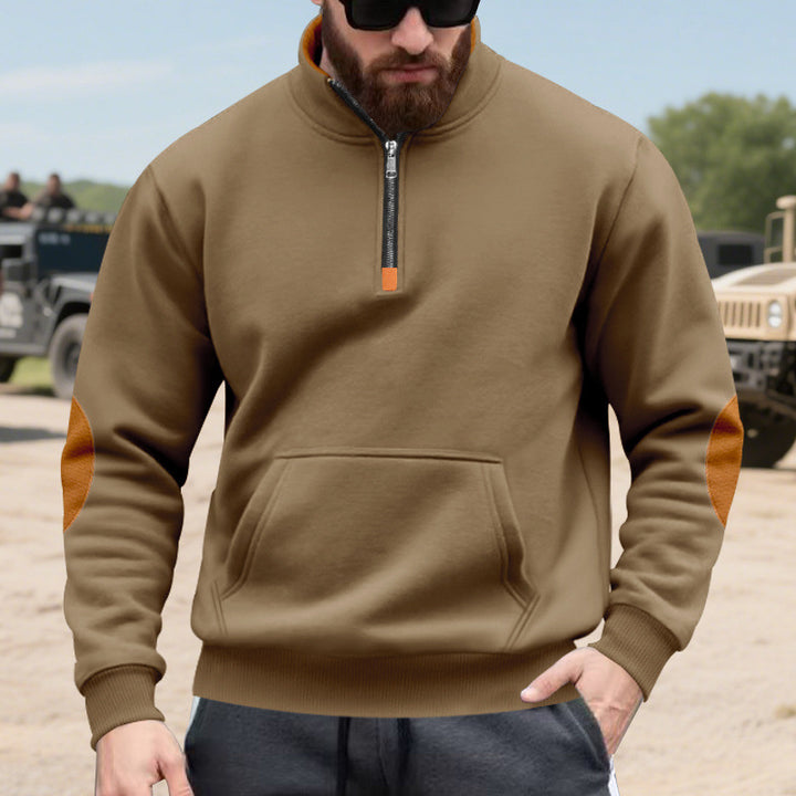 Herren sportlicher Pullover mit halbem Reißverschluss und praktischem Kängurutasche Drune