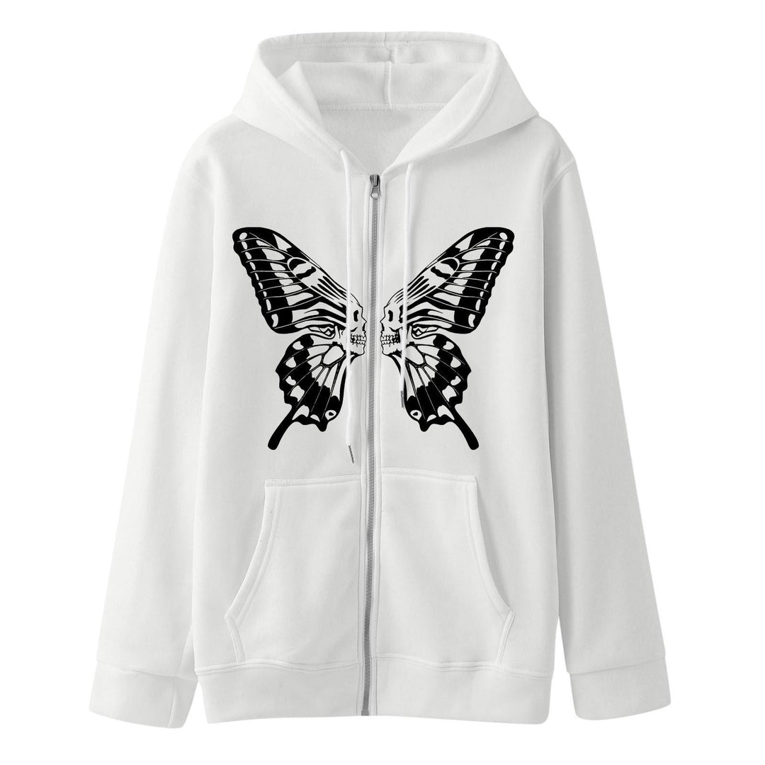 Damen Kapuzensweatjacke mit einzigartigem Schmetterlingsdruck Drune