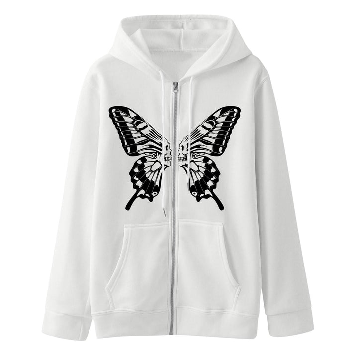 Damen Kapuzensweatjacke mit einzigartigem Schmetterlingsdruck Drune