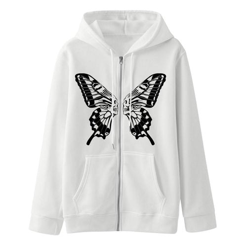 Damen Kapuzensweatjacke mit einzigartigem Schmetterlingsdruck Drune