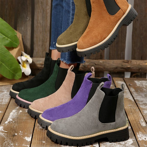 Damen nan Chelsea-Boots mit profilierter Traktorsohle und elastischen Seiteneinsätzen Drune
