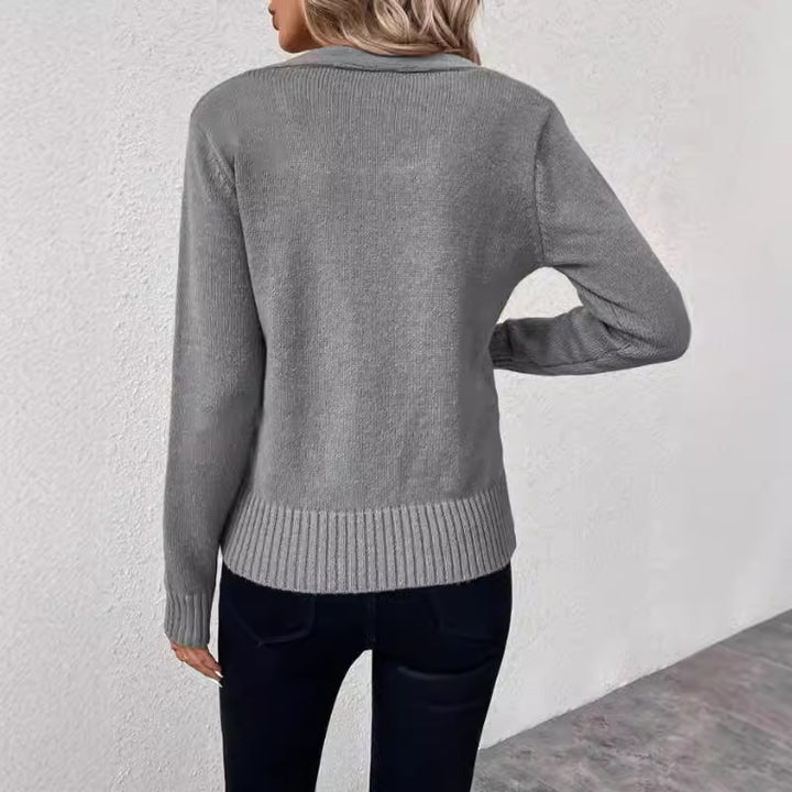Damen Oversized Strickpullover mit modernem V-Ausschnitt und lässigem Design Drune