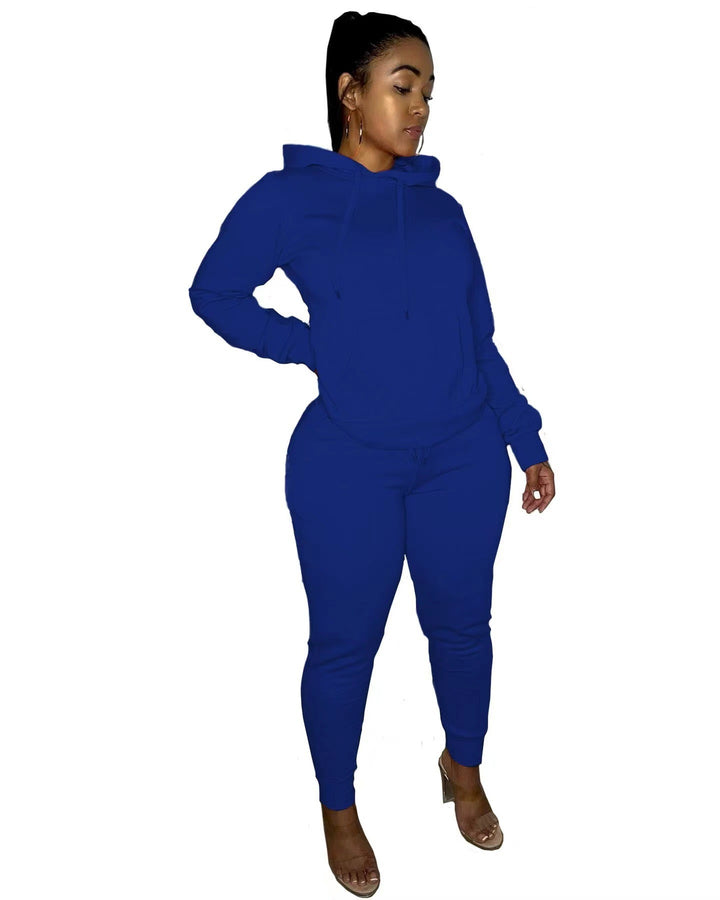 Damen nan tailliertes Hoodie- und Jogginghose-Set mit Kängurutasche, hohem Komfortbund und gerippten Knöchelbündchen Drune