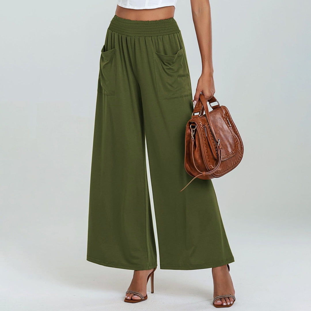 Damen Weite, luftige Palazzo-Hose mit elastischem Bund und praktischen Taschen Drune