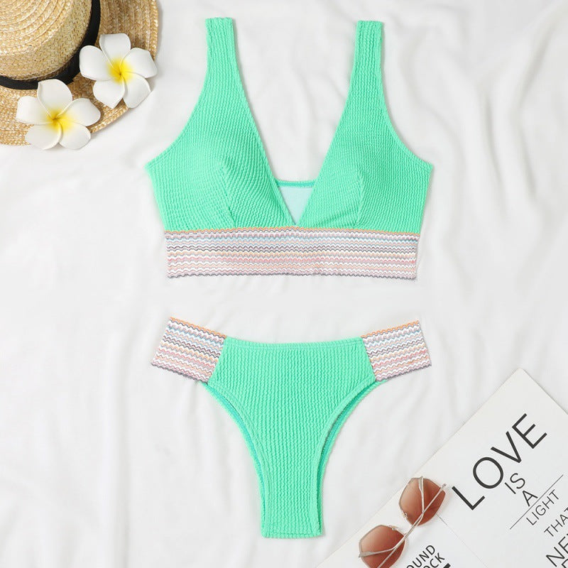 Damen Komfortabler Triangel-Bikini mit trendy elastischem Bund Drune
