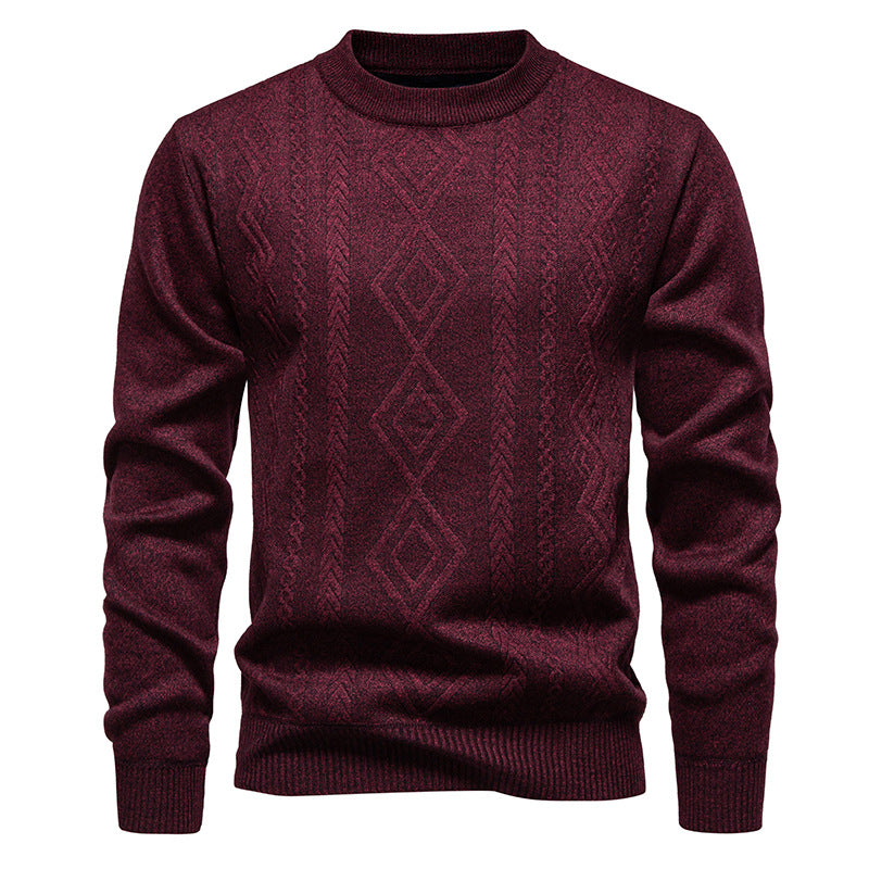 Herren nan gestrickter Rundhalspullover mit Rautenmuster und feinem Strukturstrick Drune