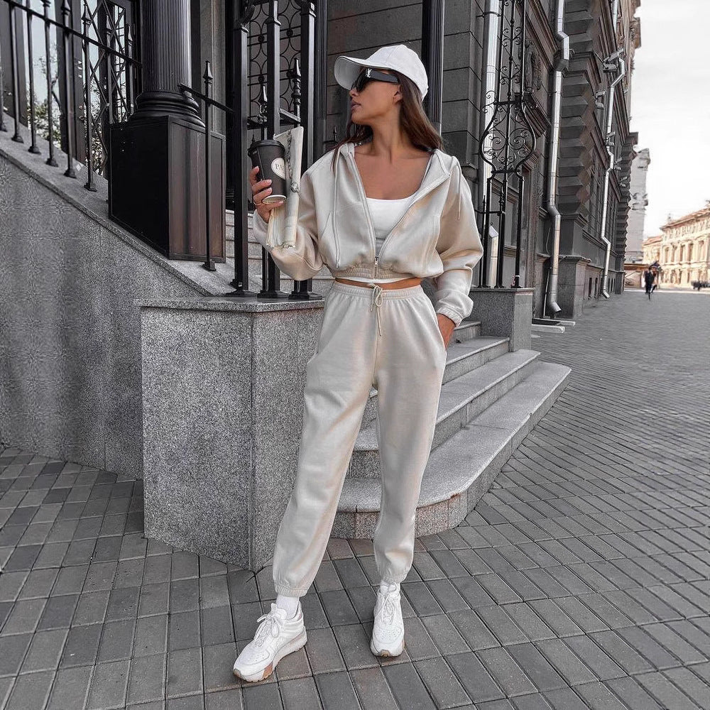 Damen Sportliches Freizeit-Loungewear-Set mit Kapuze Drune
