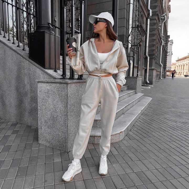 Damen Sportliches Freizeit-Loungewear-Set mit Kapuze Drune