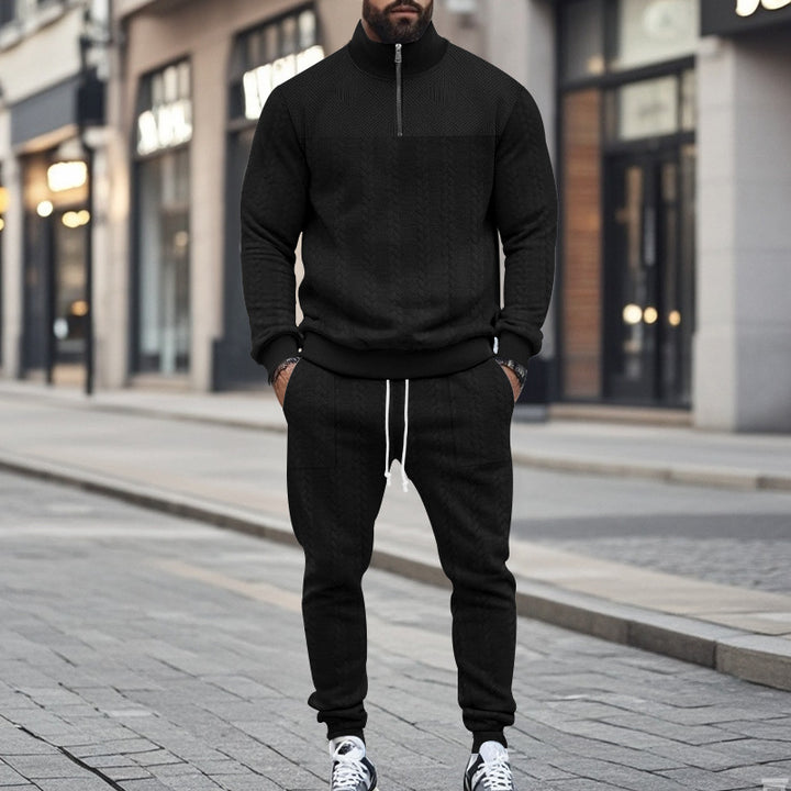 Herren nan Strukturiertes Halbzip-Sweatset mit Waffelstrick und konischer Jogginghose Drune