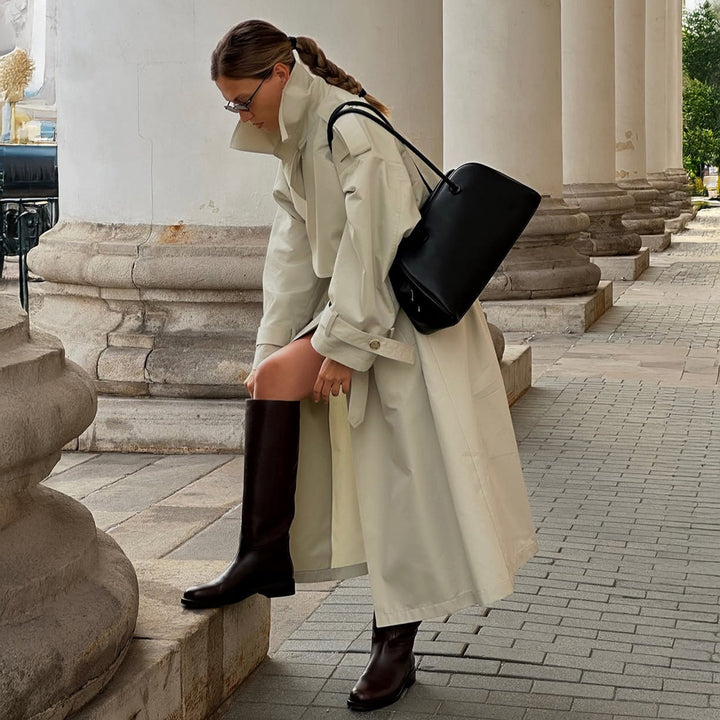 Damen Trenchcoat mit elegantem Gürtel und weit geschnittenen Ärmeln Drune