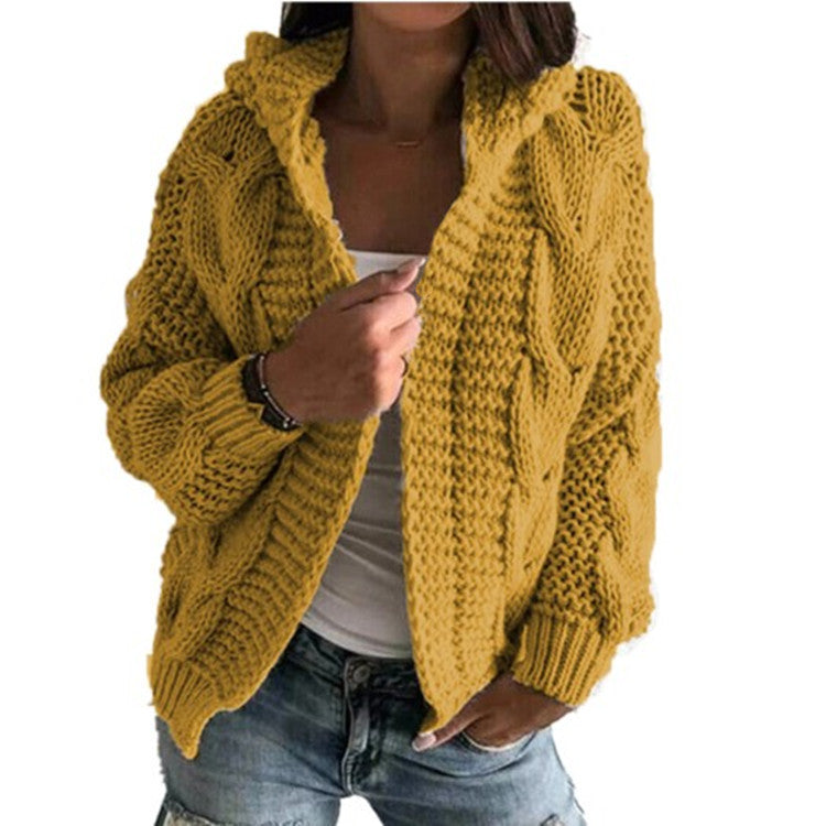 Damen Grobstrick-Cardigan mit Kapuze und tiefen Taschen Drune